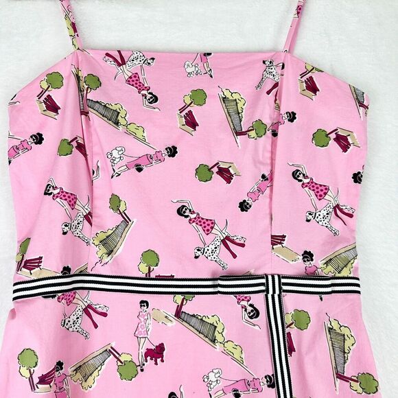 Vintage Byer Too Dog Park Mini Dress Size 9 Modern 4 Pink Retro Bow Detail - Picture 3 of 9
